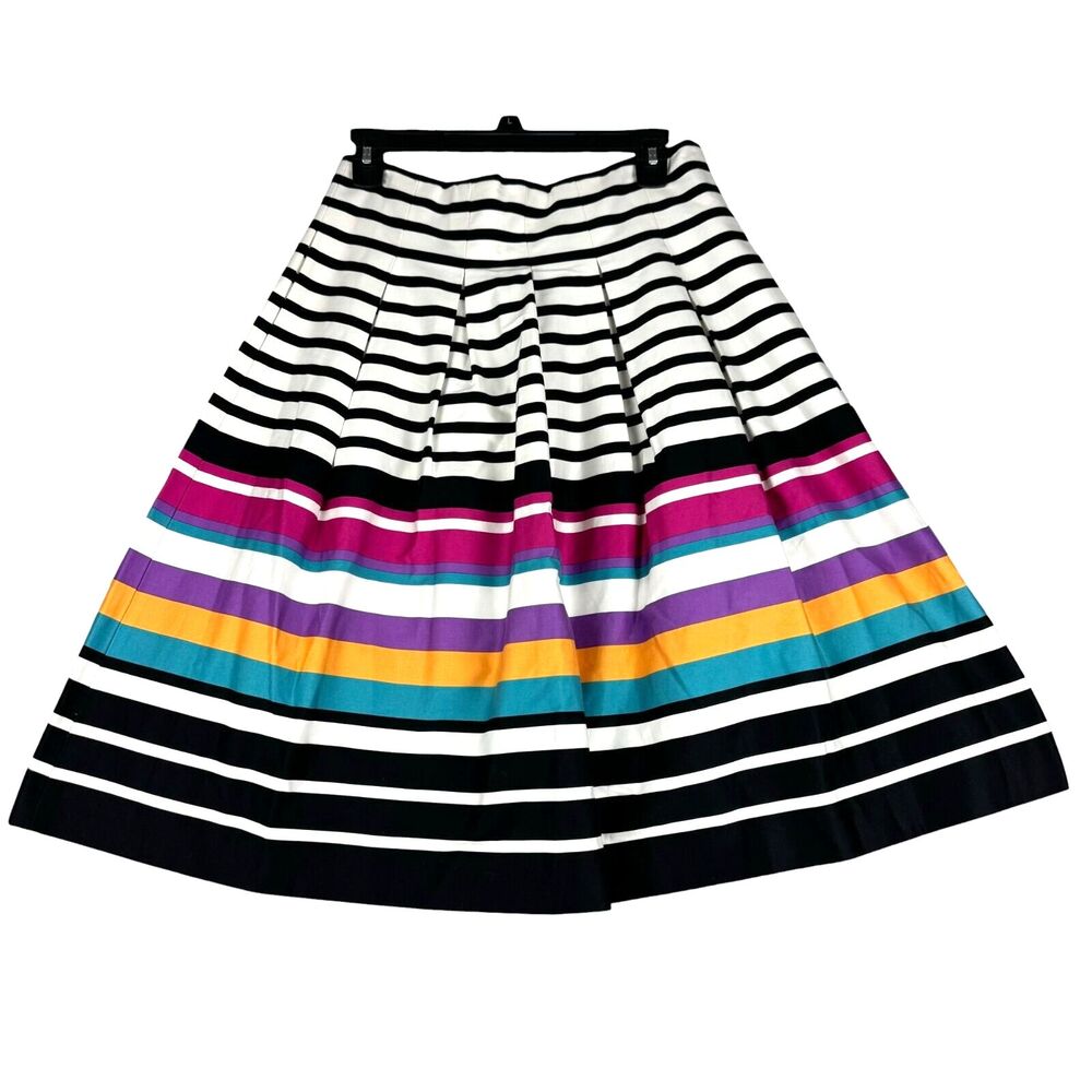 Banana Republic Skirt Women's 4 Multicolor A Line Classy Pleated Striped Cotton